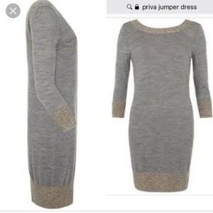 ALLSAINTS Gray PRIVA Sweater Dress 4  Wool / Linen stretchy
